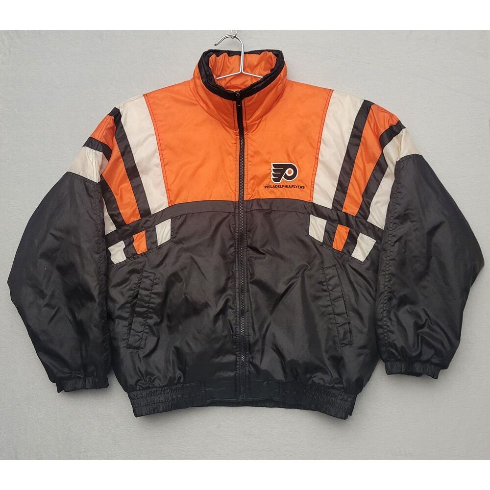 Phenom Mens NHL Philadelphia Flyers Jacket L/G Embroidered Logo Black Orange